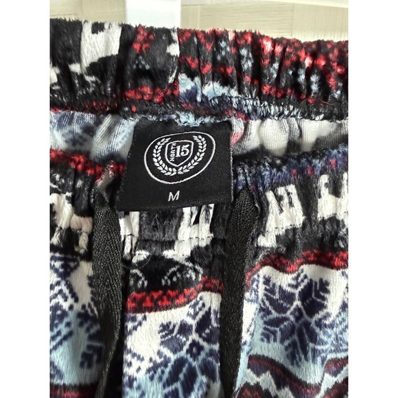 North 15 Mens Flannel Pajama Pants Lounge Sleepwear Size M Fair Isle Reindeer - Picture 2 of 5